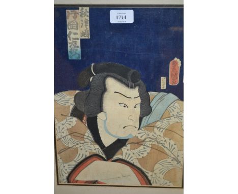 19th Century Japanese wood block print of a Kabuki actor