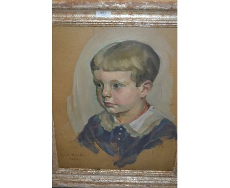 Erich Kleiber, signed oil, portrait of a boy, similar study verso, dated 1930, 19.5ins x 15.5ins