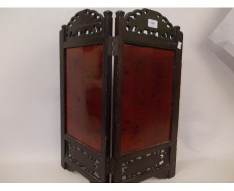 Small Chinese mother of pearl and bone inlaid two fold draught screen