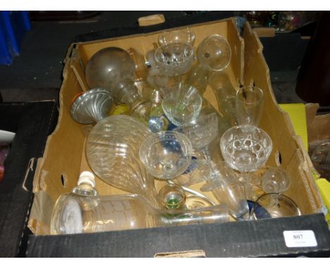 Glass jug decanter, two other glass decanters and a quantity of other glass ware