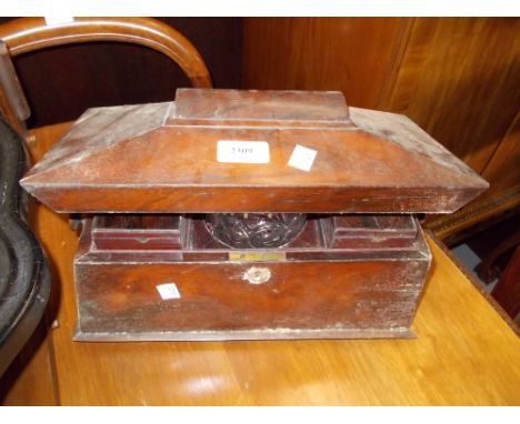 William IV rosewood sarcophagus shaped tea caddy (for restoration)