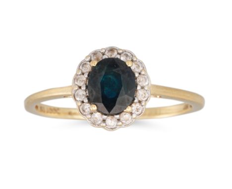 A SAPPHIRE RING, mounted in 10ct yellow gold, size N