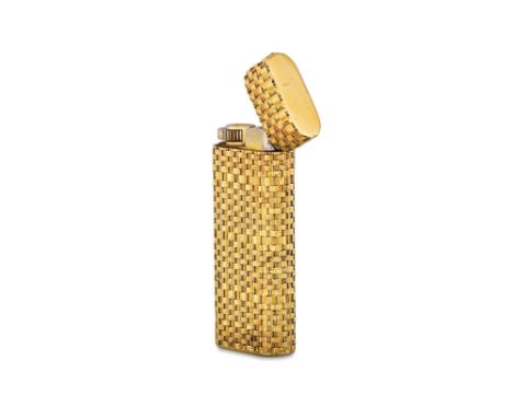 A GOLD 'CARTIER' (PARIS) CIGARETTE LIGHTER, stamped # 08696F Very top testing as 70% Outer section testing as 55% Base testin