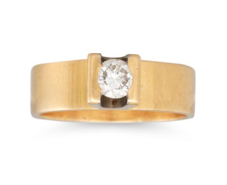 A DIAMOND SOLITAIRE RING, mounted in 18ct gold, by Rudolf Heltzel, 8.1 g. Size: R