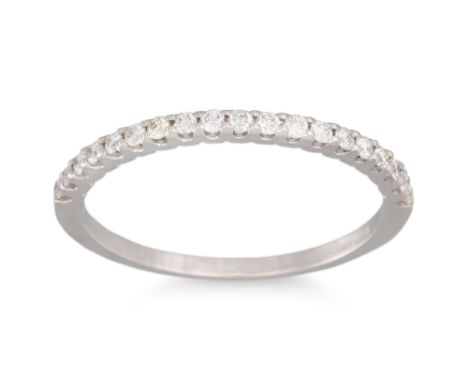 A DIAMOND HALF ETERNITY RING, mounted in 18ct white gold. Estimated: weight of diamonds: 0.22 ct. size N