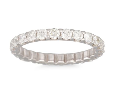 A FULL BANDED DIAMOND ETERNITY RING, the brilliant cut diamonds mounted in 18ct white gold. Estimated: weight of diamonds: 1.