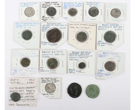 Three Roman Denarius of Trajan, Vespasian, and Claudius, with various Roman follis, including a Nero Dupondius, mostly fine o