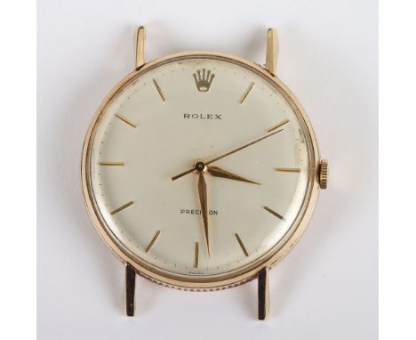 A 9ct gold Rolex wristwatch, model: 3012, dial signed Rolex Precision, serial 24665, purchased March 10th 1966, 35mm, silvere