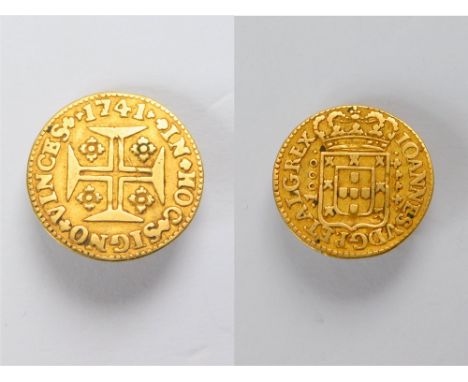 GOLD COIN. A 1741 Joao III, Portugal 1000 Reis Quartino coin (Lisbon Mint). Approx. 2.3g.  Please note that all items in this