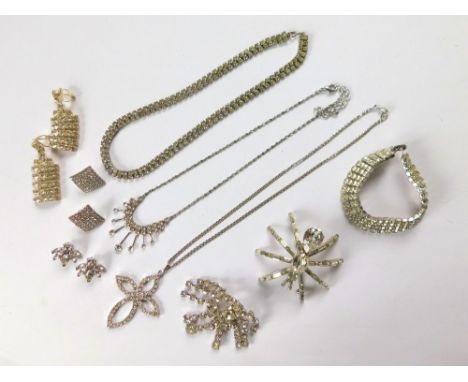 PASTE JEWELLERY. A large Butler & Wilson spider brooch & other paste jewellery including earrings, necklaces etc.  Please not