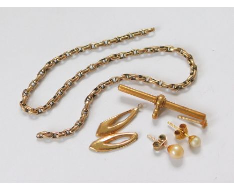 SCRAP GOLD. Including an 18ct. gold T-bar (4.1g), the remainder, 9ct. gold (marked & unmarked).  Please note that all items i