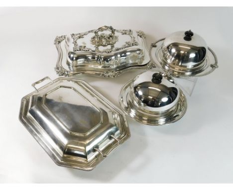 ENTREE DISHES ETC. A late 19th century rectangular entree dish & cover 32cm & one other early 20th century dish & cover. Also