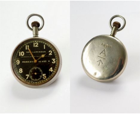 MILITARY POCKET WATCH. A WWI Air Ministry, Grimshaw, Baxter & J.J. Elliott Ltd., eight day, non-luminous, Mark IVa pilot's co