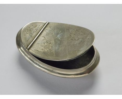 TOBACCO BOX. An antique Dutch style tobacco box, the hinged lid with floral engraving. 9.5 x 6cm.  Please note that all items