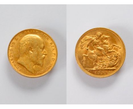 GOLD COIN. An Edward VII 1908 full sovereign.  Please note that all items in this auction are previously owned & are offered 