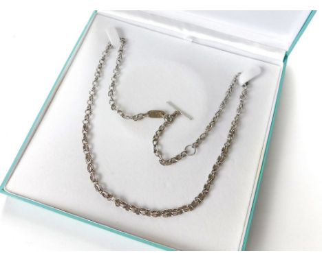JAMES SUDDABY. A contemporary, hand made platinum chain by James Suddaby. The front with a section of double links. Birmingha
