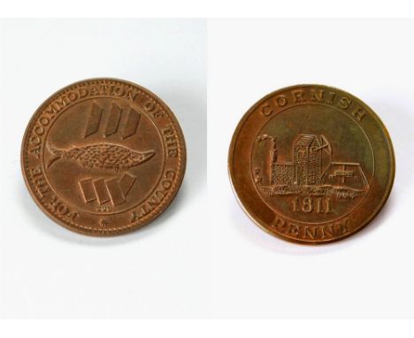 CORNISH PENNY. A re-strike Cornish penny.  Please note that all items in this auction are previously owned & are offered on b