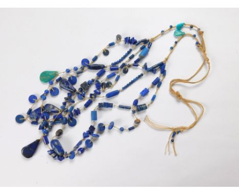 LAPIS NECKLACE. A North American Indian lapis lazuli & turquoise hand made necklace.  Please note that all items in this auct