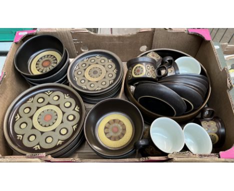 Denby ‘Arabesque’ - plates, bowls, cups &amp; saucers and a large 25cm diameter bowl (41 pieces) 