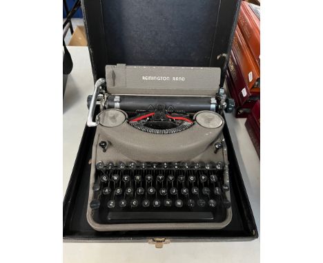 A vintage Remmington Rand Noiseless typewriter in case. 
