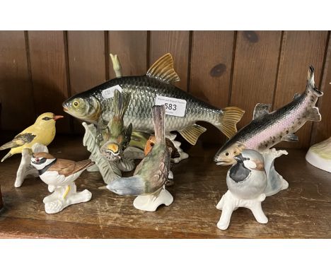 Goebel - a vintage large carp made in West Germany with impressed number 3680024 (23cm long, 14cm high) together with another