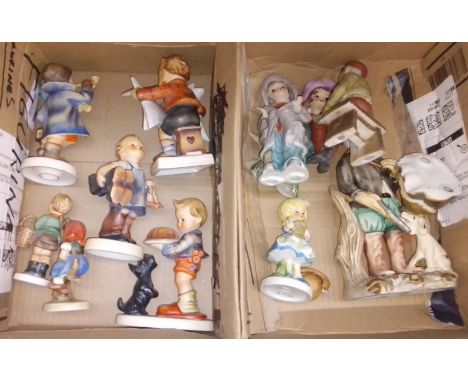 A box of Goebel figures and a box of pottery figures.&nbsp;Condition - two figures with chip to base, otherwise ok, tallest 1