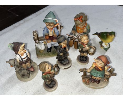 Hummel and other figures.&nbsp;Tallest figure 14cm, condition - slight nibble to end of girl's pony tail, otherwise ok, gener
