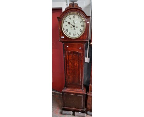 A mahogany longcase clock with weights and pendulum, the dial marked Gaskin. 