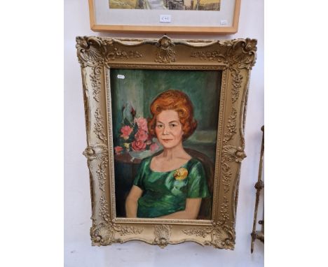 Peter Brannan (1926-1994), oil on board, portrait of woman, 40cm x 60cm, signed to lower right, gilt frame, 60cm x 80cm. 