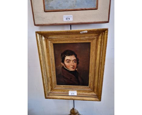 19th century, oil on canvas, portrait of a man, 15.5cm x 20.5cm, unsigned, gilt frame, 25.5cm x 31cm. 