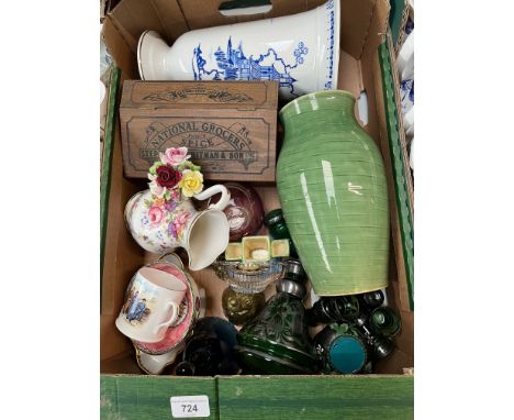 Assorted vintage items including a Myott art deco posy vase, Maling, Shelley, Langley vase etc. 