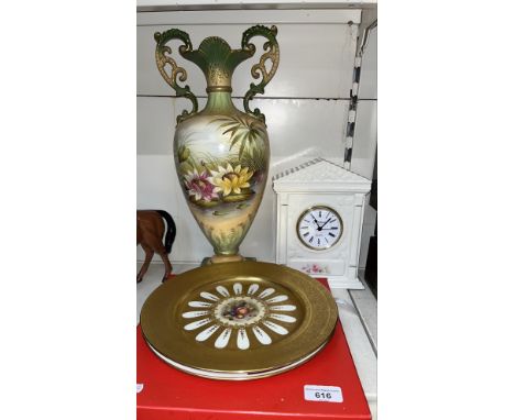 Cabinet plates including a heavily gilded ‘Orchard Gold’ plate by Aynsley 27cm diameter, a Maritime England &amp; York Minste