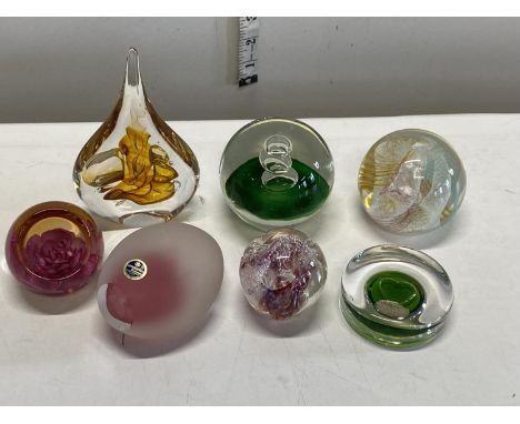 A selection of assorted paperweights including Caithness and other signed paperweights 