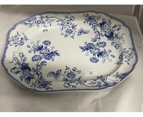 A Spode blue and white meat plate, 40x32cm, shipping unavailable 