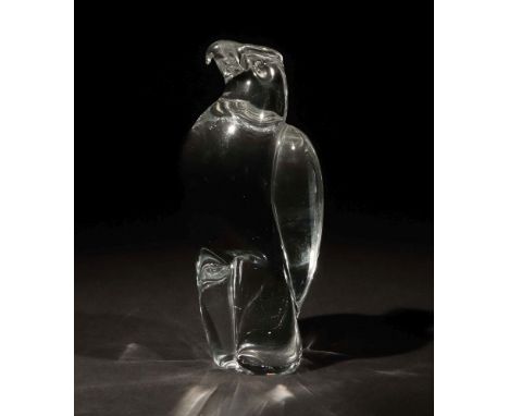GlasadlerKonstglas Ronneby, FM Fratelli Marcolin, Schweden, 1970er Jahre, farbloses Bleikristallglas, massiv, stilisierte Dar