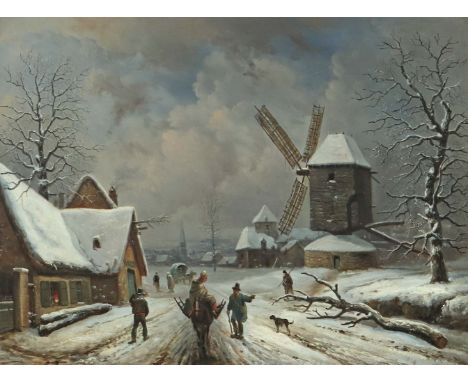 Malbranche, Louis ClaudeCaen 1790 - 1838 ebenda, französischer Maler und Lithograph. "Winterlandschaft", verschneite Straße g