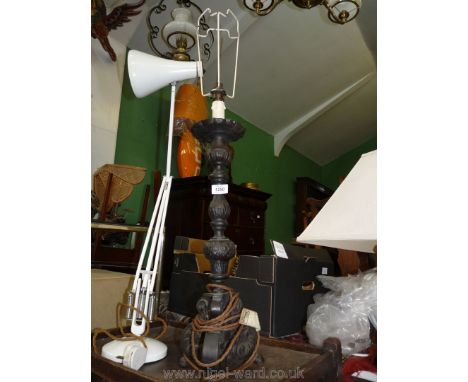 A composition Candlestick/lamp base, metal effect, on ball and claw type feet, 21 1/2'' tall. 
