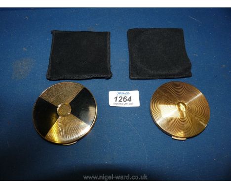 A Stratton compact in gold colour with cover and one other with Art Deco design.