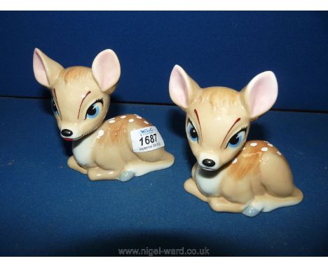 Two Wade Bambi figures; Walt Disney Productions. 4" long x 4 1/2" tall.