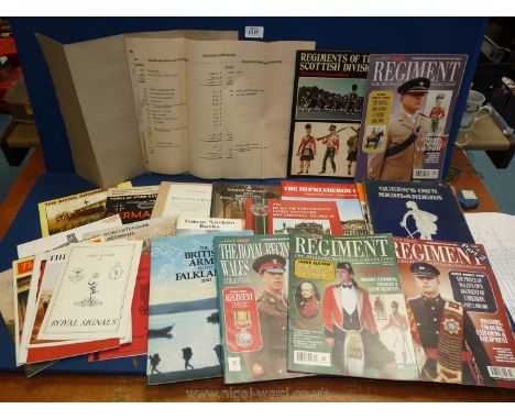 A box of military and army regiment pamphlets and literature, magazines etc.