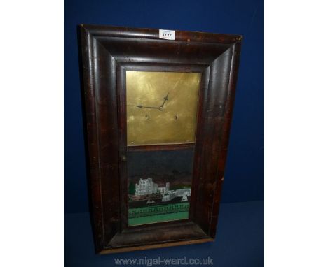 A Jerome wall Clock with glazed panel depicting Branksea Castle Dorset, face faded, a/f.