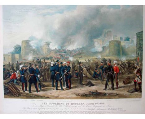 After Henry Martens, The Storming of the Mooltan January 2nd 1849, coloured print, 48cm by 59cm 