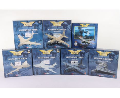 Seven Corgi Aviation Archive Aircraft Models, Military Air Power, 48702 HP Victor, Mk2 RAF in anti flash white. 48401 Hercule