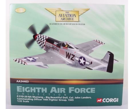 Corgi Aviation P-51D-20-NA Mustang Big Beautiful Doll, Col, John Landers commanding officer 78th fighter group 1945,AA34403, 