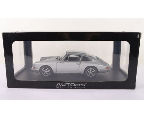 Autoart Millennium Porsche 911S 1967, 1:18 Scale, silver diecast body, in mint pre owned condition, has been on display,  out