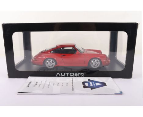 Autoart Millennium Porsche 911 (964) Carrera RS 1992, 1:18 Scale, red diecast body, in mint pre owned condition, has been on 