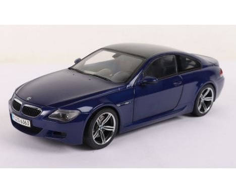 Kyosho BMW M6, metallic blue diecast body, 1:18 scale, produced for BMW, in mint pre owned condition, has been on display, po