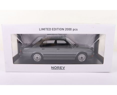Norev BMW M535i 1986 1:18 Scale Model, grey metallic diecast body, limited edition 2000 pcs, in mint condition, outer window 