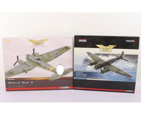 Two Corgi Aviation Archive Aircraft Models, German Twin Engine Bombers, AA36703, Junkers JU88A 4./KG30, Lister, March 1943 & 