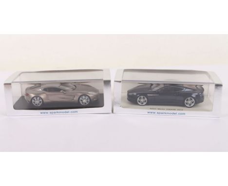 Two Aston Martin Superdeatail Sparkmodels, S2170 Aston Martin Virage 2012 and S2166 Aston Martin One-77, both in mint boxed c